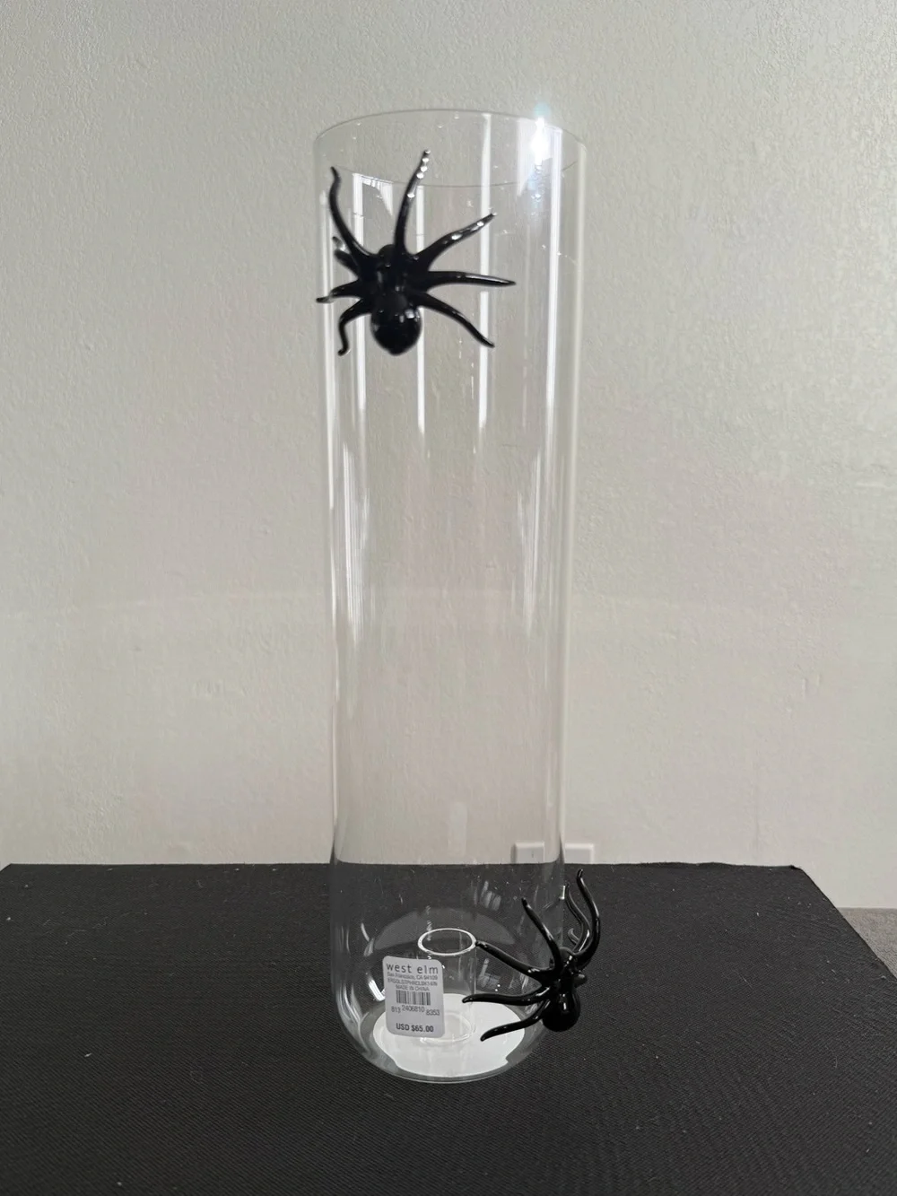 West Elm Glass Spider Taper Hurricane Candleholder